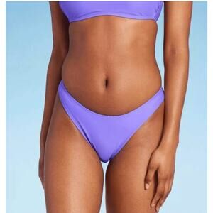 Wild Fable Low-Rise High Leg Cheeky Bikini Swim Bottom Purple L NWT